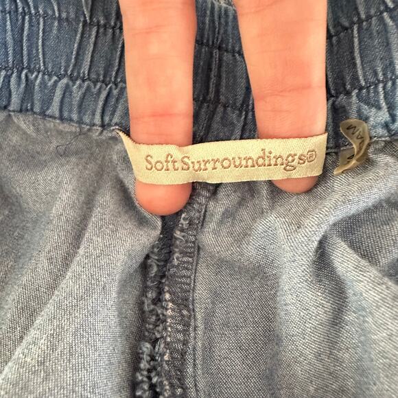 Soft Surroundings Chambray Full A-Line Large Blue Jean Skirt Western Cottage - Picture 5 of 6